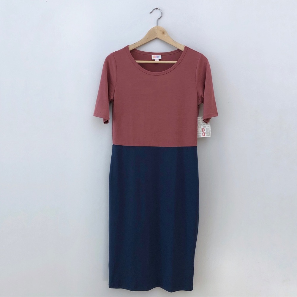 NWT | LuLaRoe Rose & Navy Julia Dress | Small